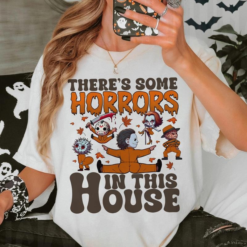 There's Some Horrors In This House Halloween 2025 Shirt Sweatshirt, Boys Of Fall Horror Friends Shirt, Horror Characters...