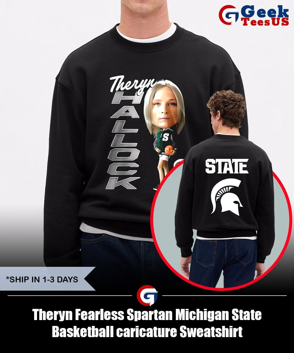 Theryn Fearless Spartan Michigan State Basketball caricature shirt
