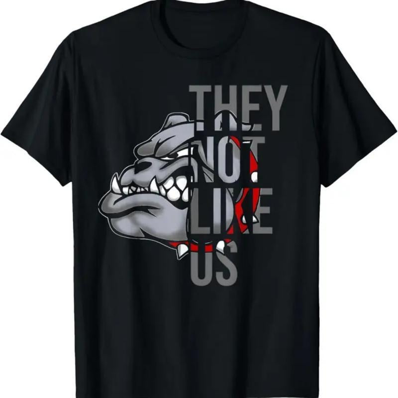 They Not Like US Funny Bulldog American Football Game Day T-Shirt Classic Cotton T-Shirt Timeless Style Staple Gift for...