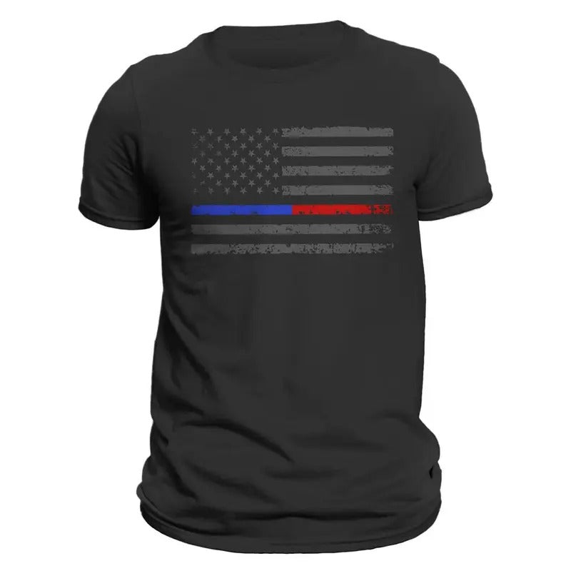 Thin Blue Red Line Flag 2.0 Men's T-Shirt Hoodie, Sweatshirt | HypeDripTees.com
