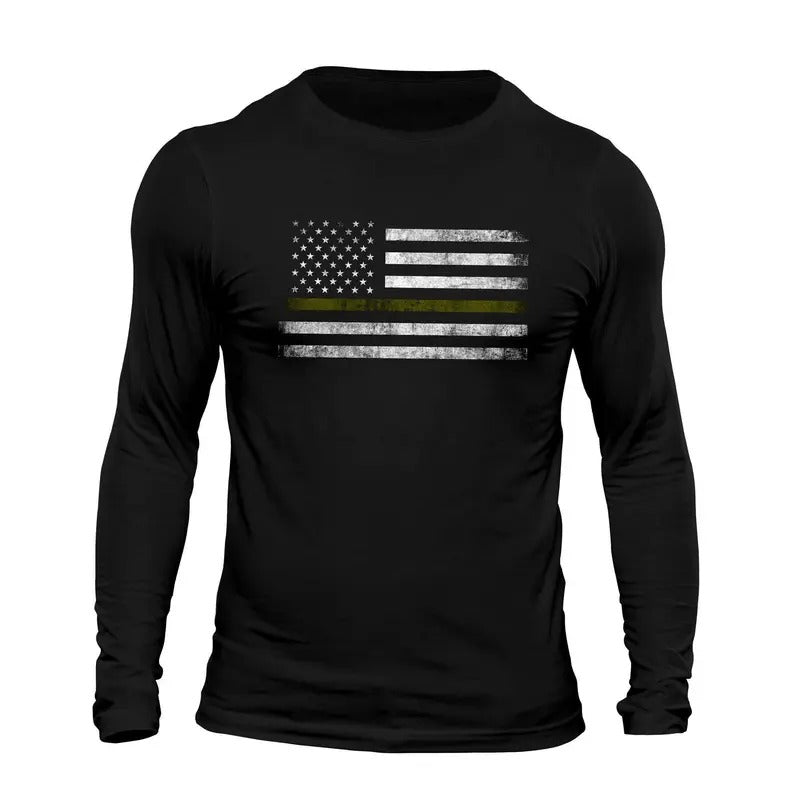 Thin Green Line Flag USA Army  Long Sleeve Men's T-Shirt Hoodie, Sweatshirt | HypeDripTees.com