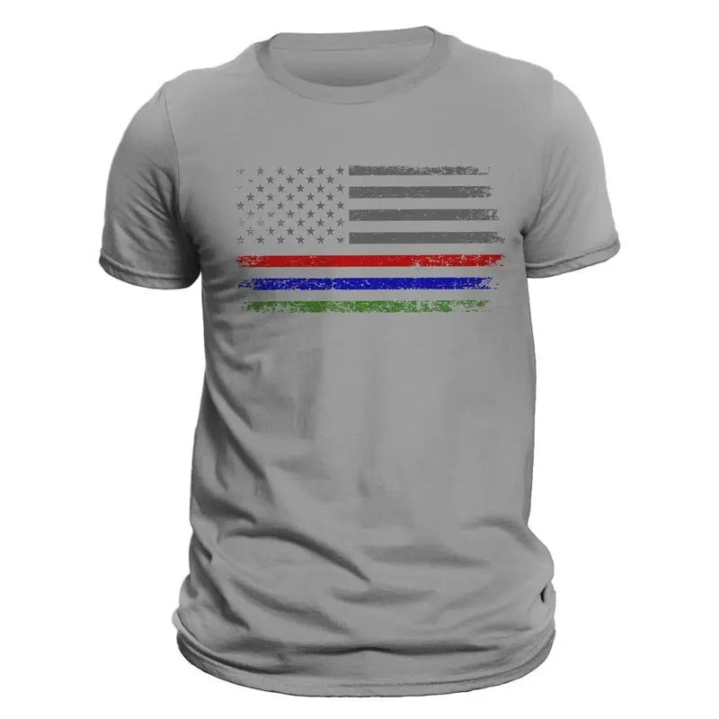 Thin Red Blue Green Line Flag 2.0 Men's T-Shirt Hoodie, Sweatshirt | HypeDripTees.com