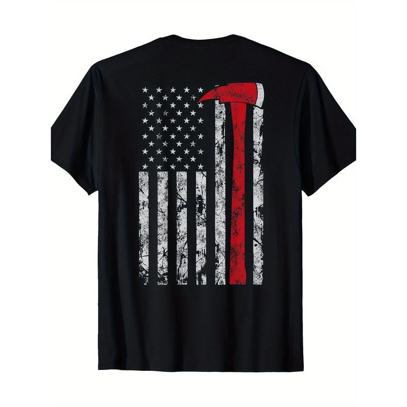 Thin Red Line Axe American Flag Patriot Firefighter Gift T-Shirt Made in USA Hoodie, Sweatshirt | HypeDripTees.com