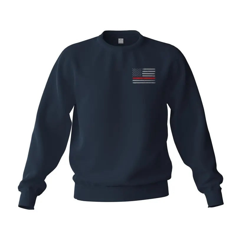 Thin Red Line Flag Fireman Firefighter Support Front Side Print Sweatshirt Classic Cotton T-Shirts, Hoodie | HypeDripTees.com