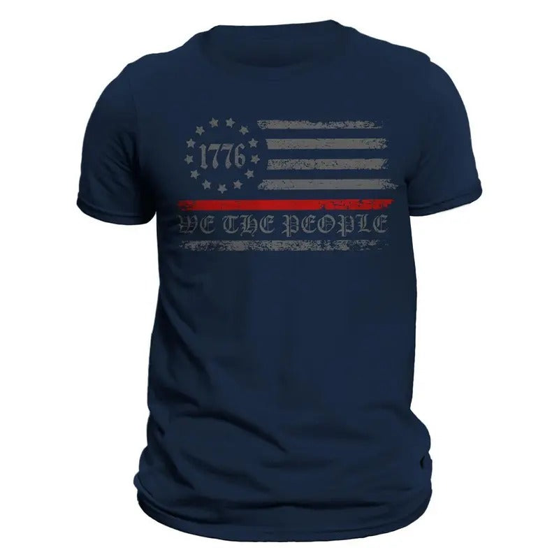 Thin Red Line Flag We The People 1776 Firefighter Men's T-Shirt Hoodie, Sweatshirt | HypeDripTees.com