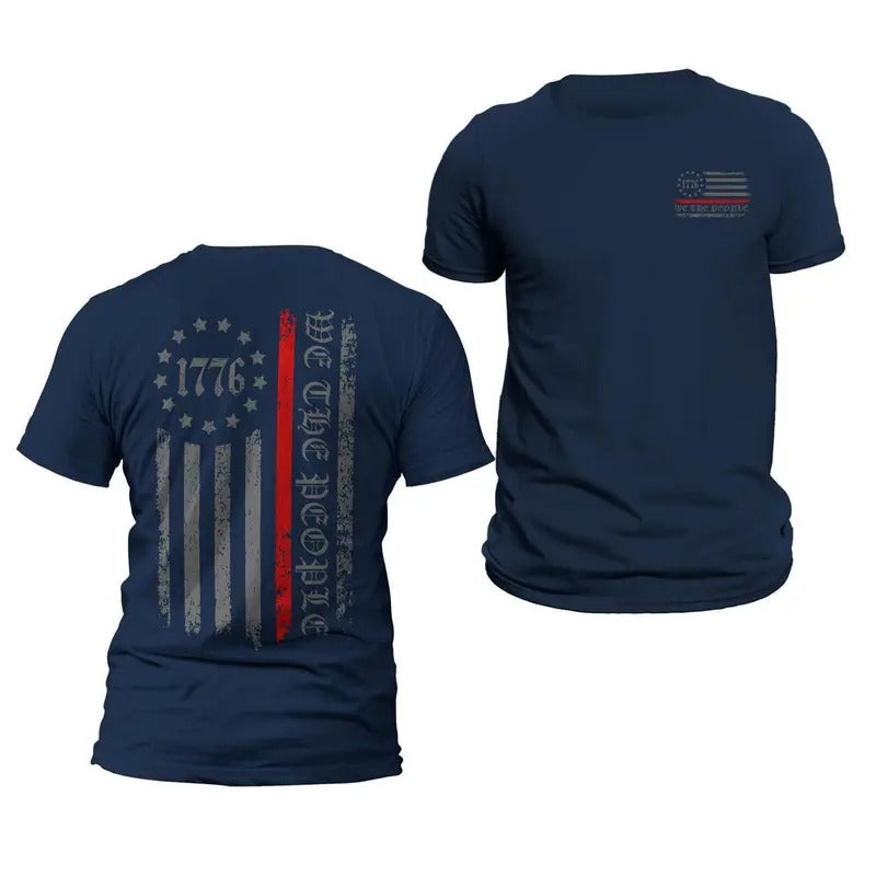 Thin Red Line Flag We The People 1776 Two Side Print Firefighter Men's T-Shirt Hoodie, Sweatshirt | HypeDripTees.com