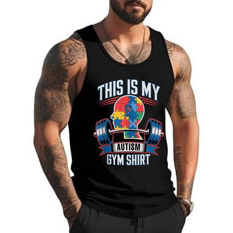 This Is My Autism Gym Shirt Puzzle Fitness Workout Unisex Tank Top, Cotton, Size S-3XL Hoodie, Sweatshirt | HypeDripTees.com