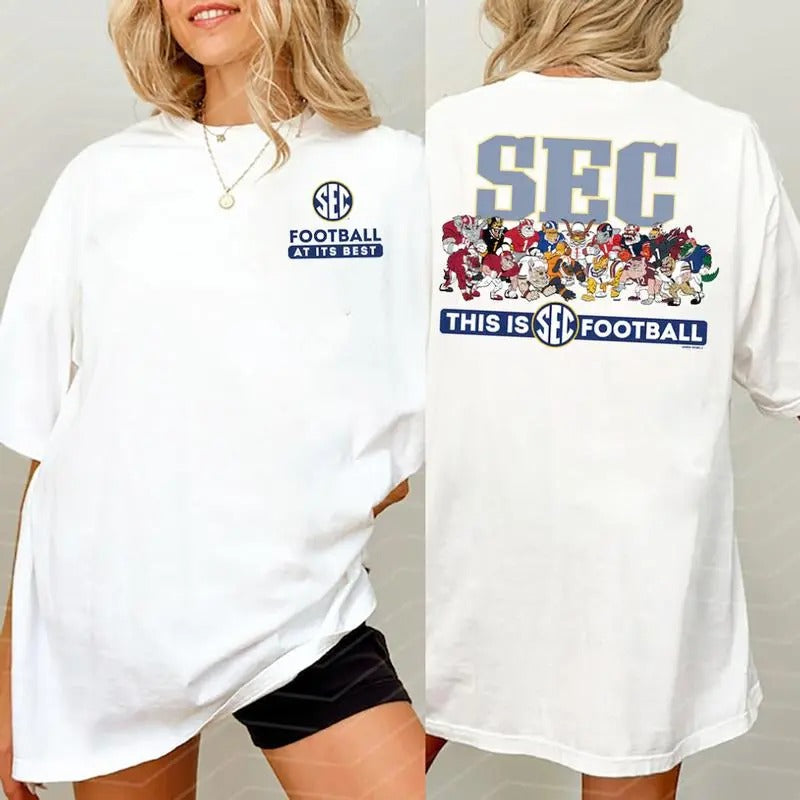 This Is SEC Football Mascots 2024 Shirt 2 sided, SEC Football Shirt, Vintage Football Gift For Fan Club, Sport Shirts for...
