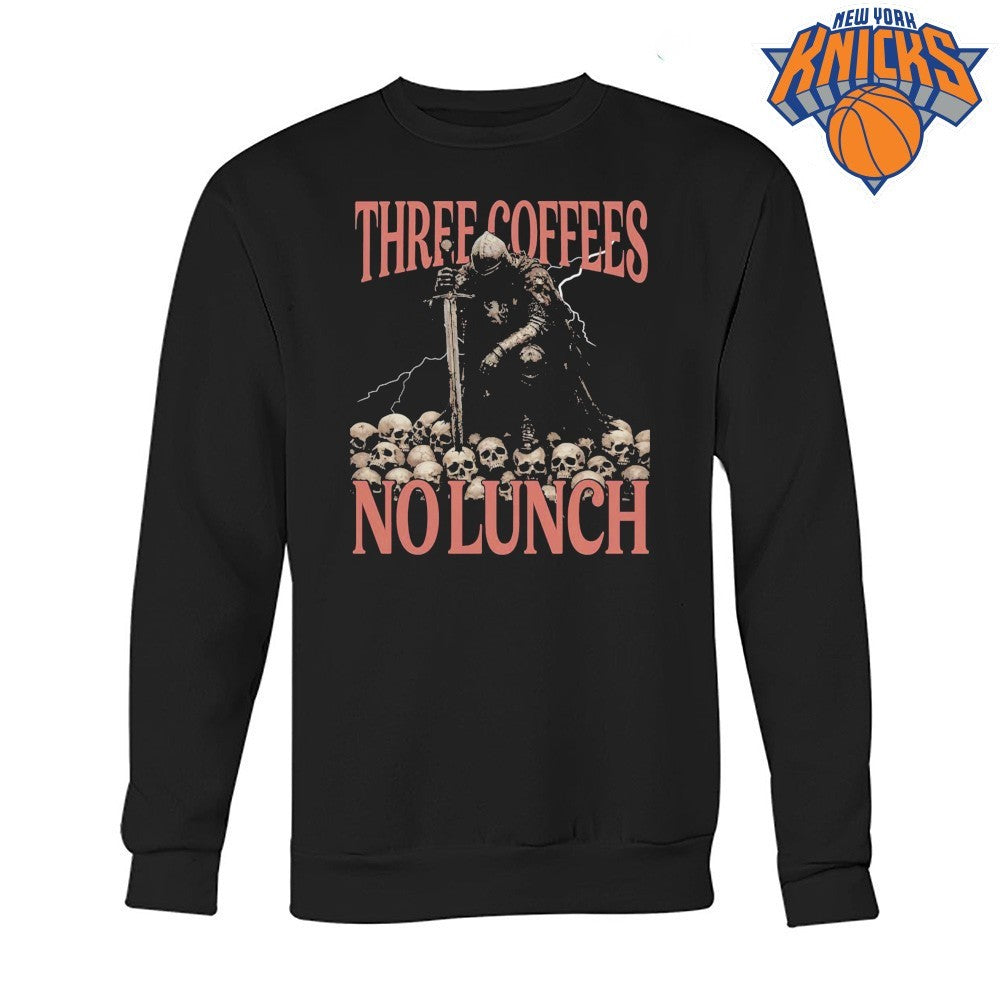 Three Coffees No Lunch Skeleton Knight Dark Fantasy Workout Shirt