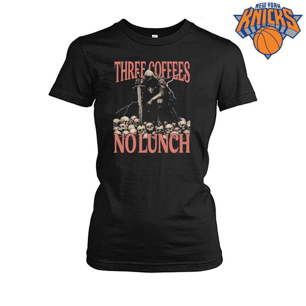 Three Coffees No Lunch Skeleton Knight Dark Fantasy Workout Shirt