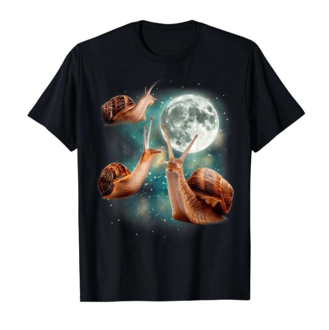 Three Snail Moon Mollusks Howling Weird Cursed T-Shirt for Men Women Cotton Summer Top Tee, graphic tees, meme shirts...