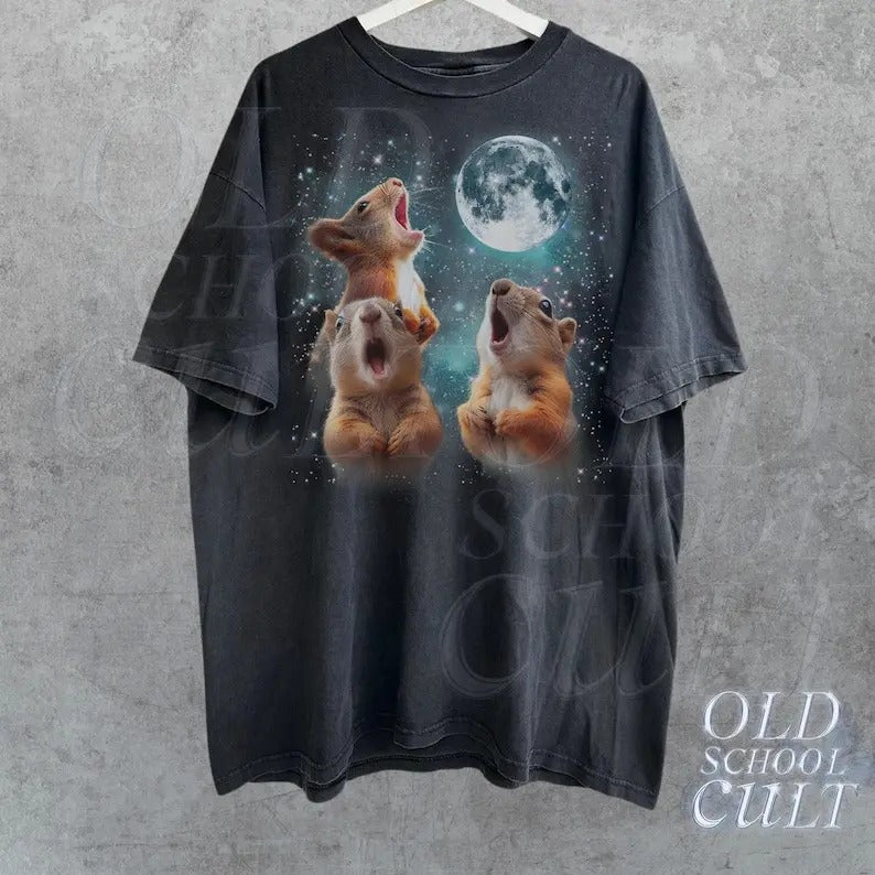 Three Squirrel Funny Vintage Tshirt, Retro Squirrel Meme Shirt, Ugly T-Shirt Gifts For Friends, Howling Squirrel...