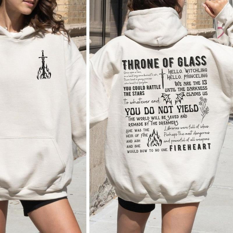 Throne Of Glass 2 Sided T Shirt, You Do Not Yield Sweatshirt, Throne Of Glass Hoodie, Unisex Sweater Pullover Tee