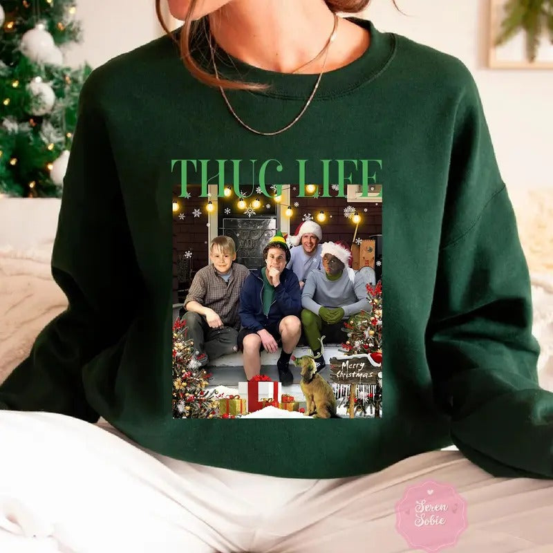 Thug Life Christmas Sweatshirt Shirt, Christmas Movie, Christmas Friends Shirt, Unisex Short Sleeve Tee Hoodie