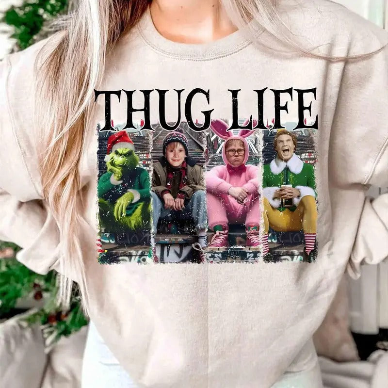 Thug Life Christmas Sweatshirt, A Christmas Story Shirt, Christmas Bunny Sweatshirt, Funny Christmas 90s Sweatshirt Hoodie