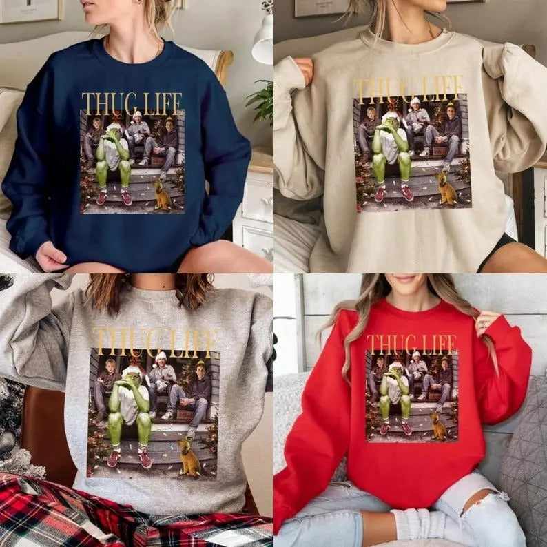 Thug Life Christmas Sweatshirt, Christmas Movie Sweatshirt, Christmas Friends Sweatshirt, Christmas Gifts for Women...