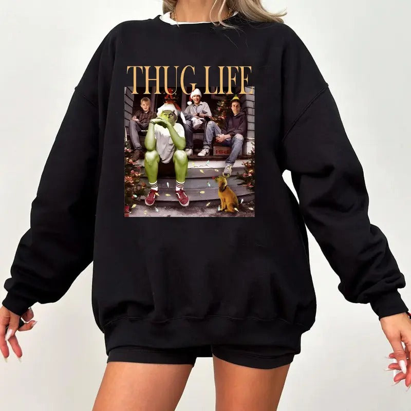 Thug Life Christmas Sweatshirt, Christmas Thug Life Shirt, Christmas Movie Characters Sweatshirt, Retro Thug Life Movie...