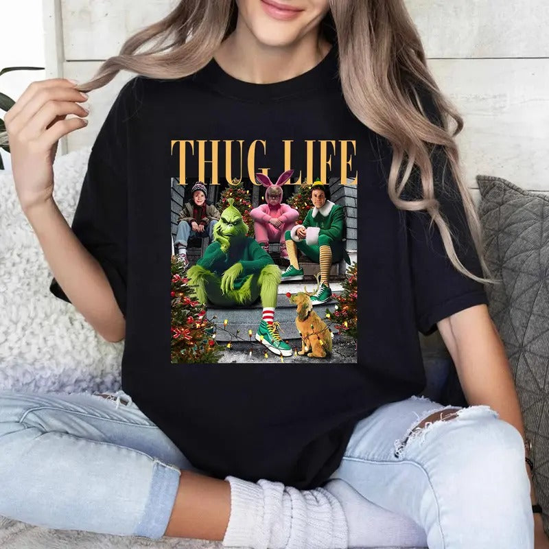 Thug Life Grinh Sweatshirt, Grinhmas Season Christmas Friends Sweatshirt, Thug Life Christmas Movie Sweater, Christmas...