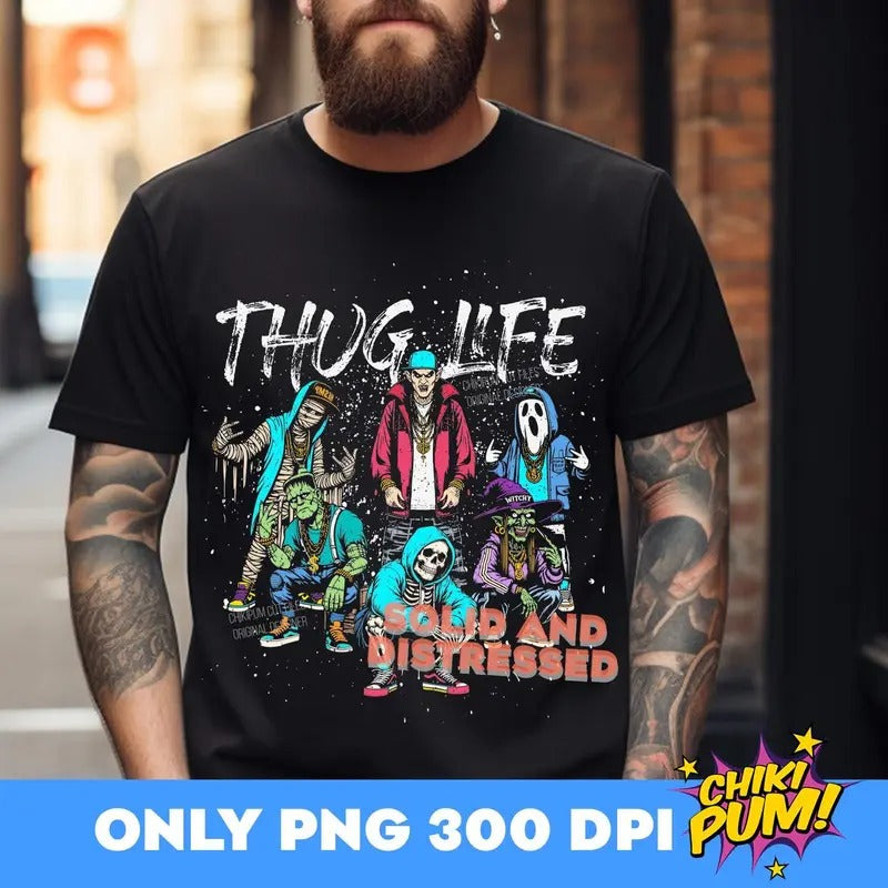 Thug Life Halloween Shirt Hip Hop Funny Halloween Monsters Urban Trap Funny Gangster Killer Digital s Hoodie, Sweatshirt