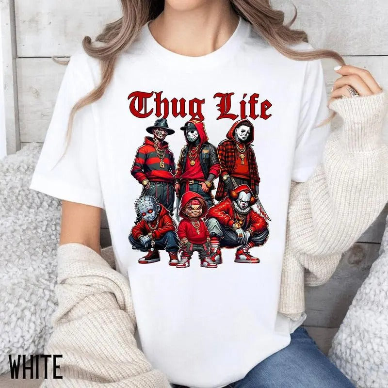 Thug Life Halloween Shirt, Halloween Horror Characters Shirt, Thug Life Halloween Sweatshirt, Halloween Graphic Tee...
