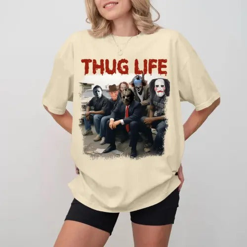 Thug Life Horro Halloween T-Shirt, Gift For Fan, Gift For Her, Gift For Him Fabric Top Hoodie, Sweatshirt | HypeDripTees.com