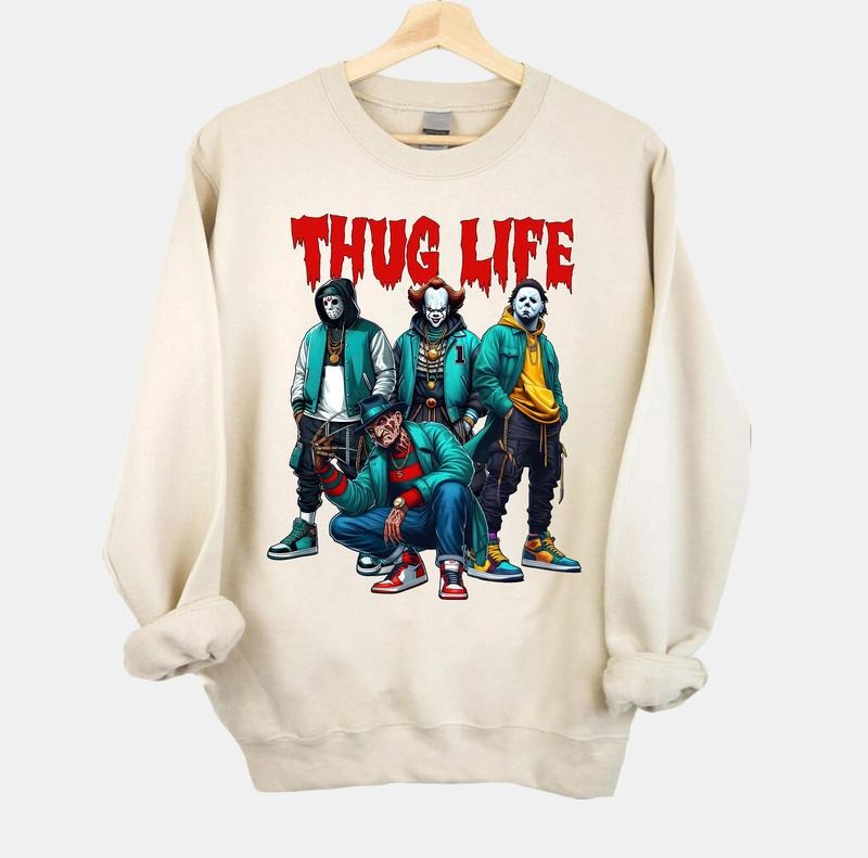 Thug Life Horror Movie Shirt, Friends Horror Characters Shirt, Horror Movie Killers Shirt, Scary Shirt, Halloween Shirt,...