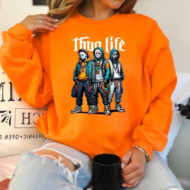 Thug Life Horror Scary ,Halloween, ready to press DTF TRANSFER, Shirt Iron on Hoodie, Sweatshirt | HypeDripTees.com