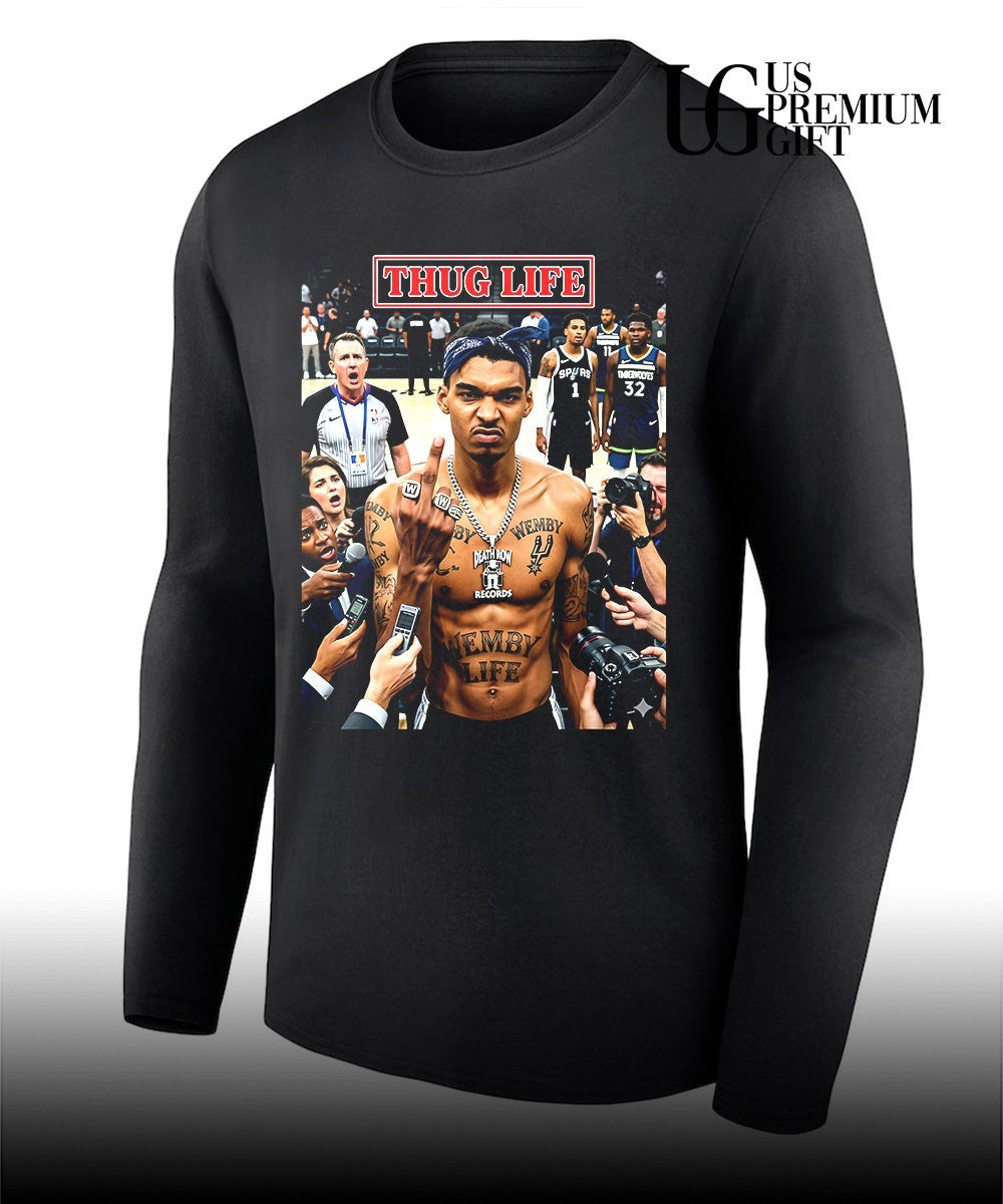 Thug Life Victor Wembanyama San Antonio Spurs NBA middle finger shirt