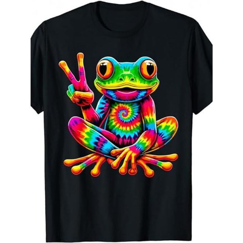 Tie-Dye Cool Frog Peace Sign Hippie T-Shirt Made In USA Hoodie, Sweatshirt | HypeDripTees.com