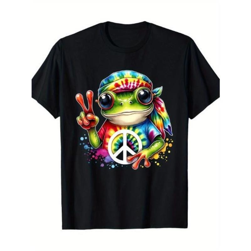Tie Dye Frog Peace Logo Hippie T-shirt - 220g Made In USA Hoodie, Sweatshirt | HypeDripTees.com