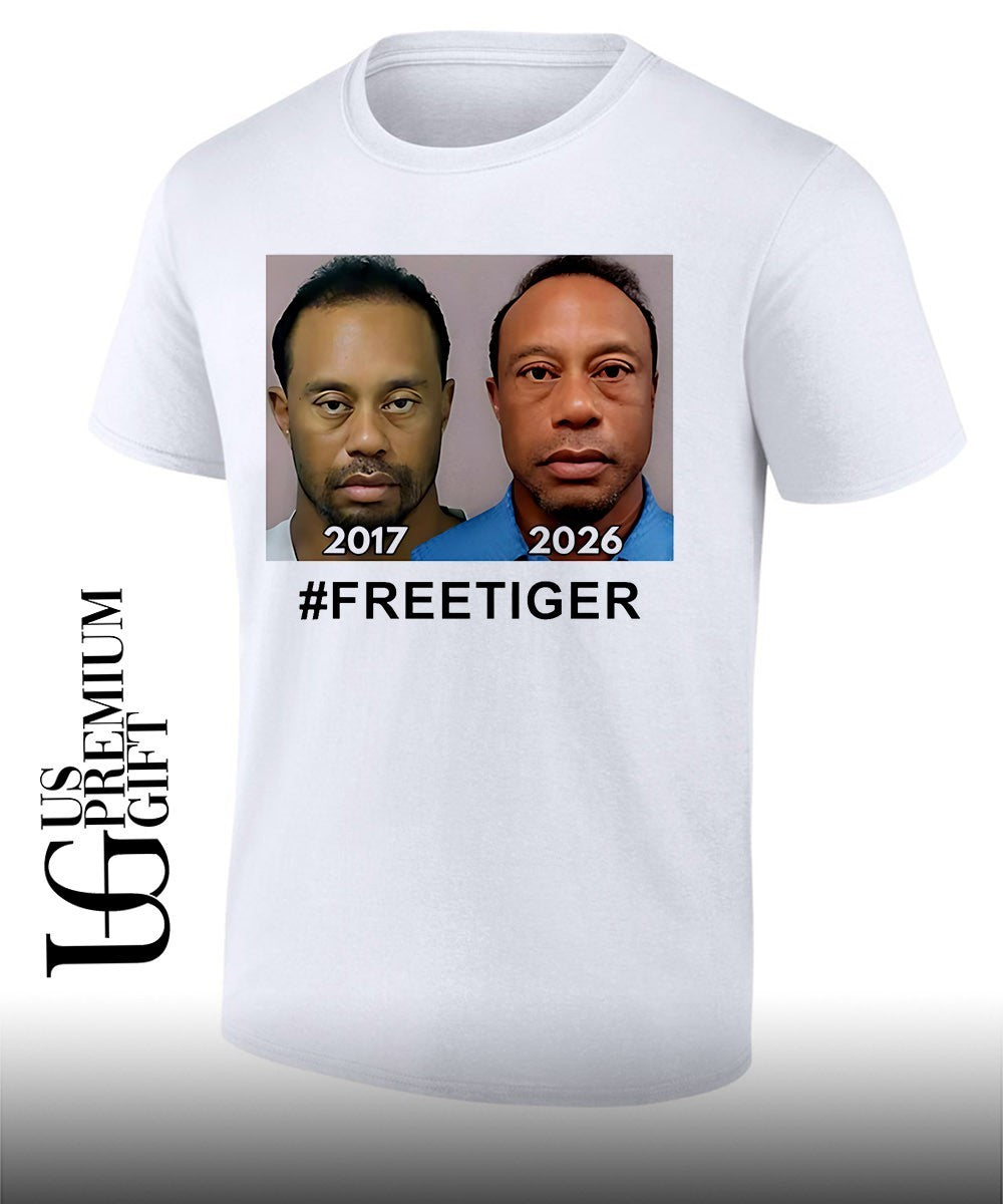 Tiger Woods mugshot 2017 vs 2026 American shirt