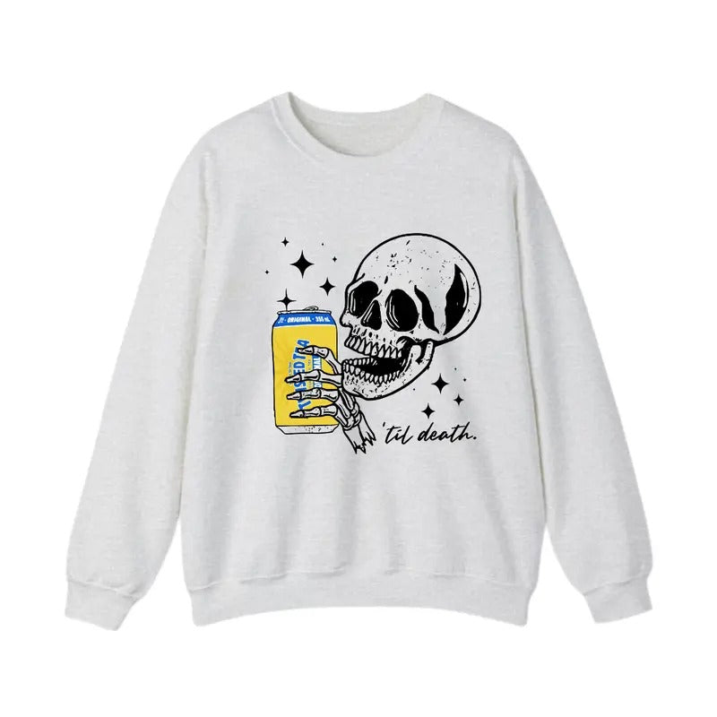 Till Death Twisted Sweatshirt, Skeleton Shirt, Cute Twisted Tshirt, Skeleton drinking Twiste Hoodie | HypeDripTees.com