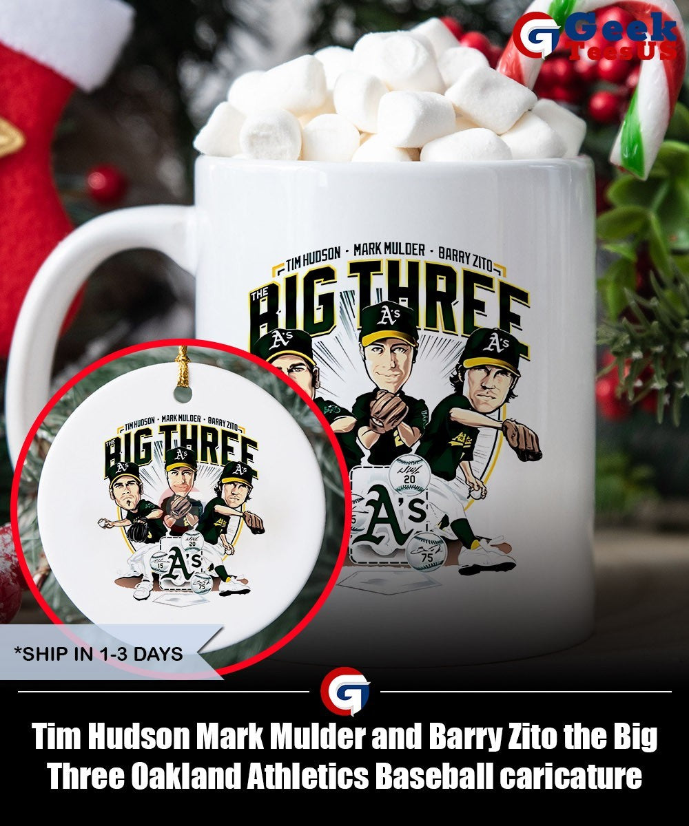 Tim Hudson Mark Mulder and Barry Zito the Big Three Oakland Athletics Baseball caricature shirt