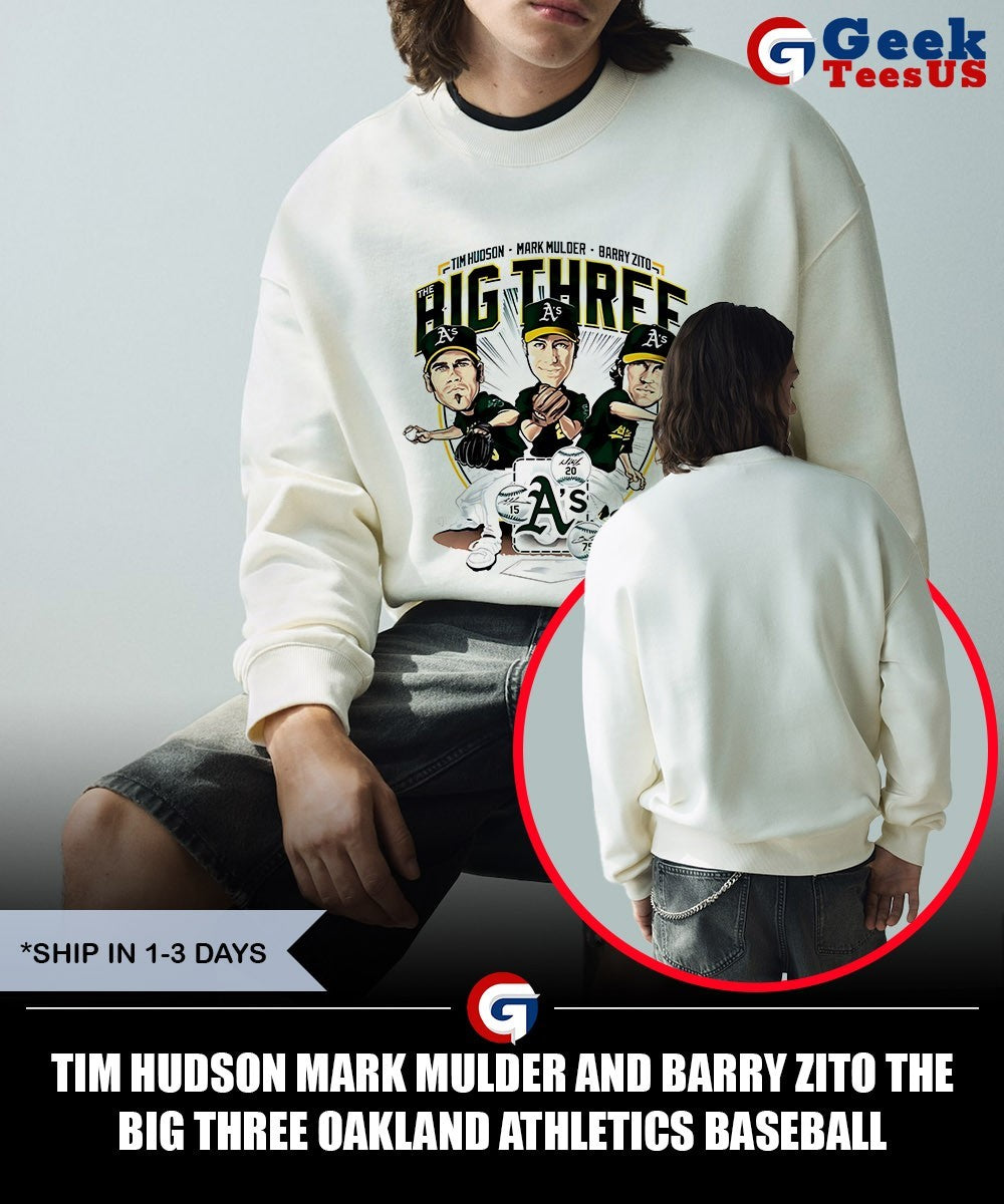 Tim Hudson Mark Mulder and Barry Zito the Big Three Oakland Athletics Baseball caricature shirt