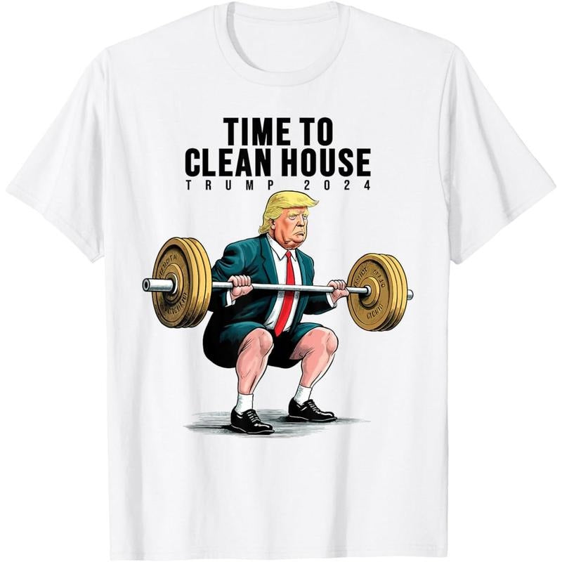 Time To Clean House Trump For President 2024 Workout Gym T-Shirt Hoodie, Sweatshirt | HypeDripTees.com