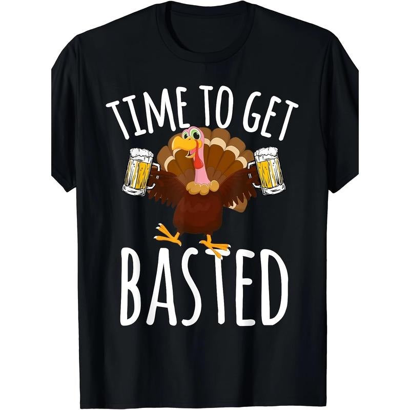 Time To Get Basted Funny Beer Thanksgiving Turkey Gift T-Shirt Made in USA Hoodie, Sweatshirt | HypeDripTees.com