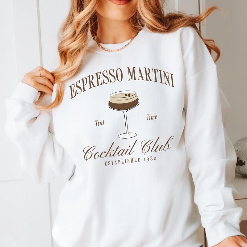 Tini Time Sweatshirt, Espresso Martini Sweatshirt, Retro Cocktail and Social Club Sweatshirt T-Shirts, Hoodie
