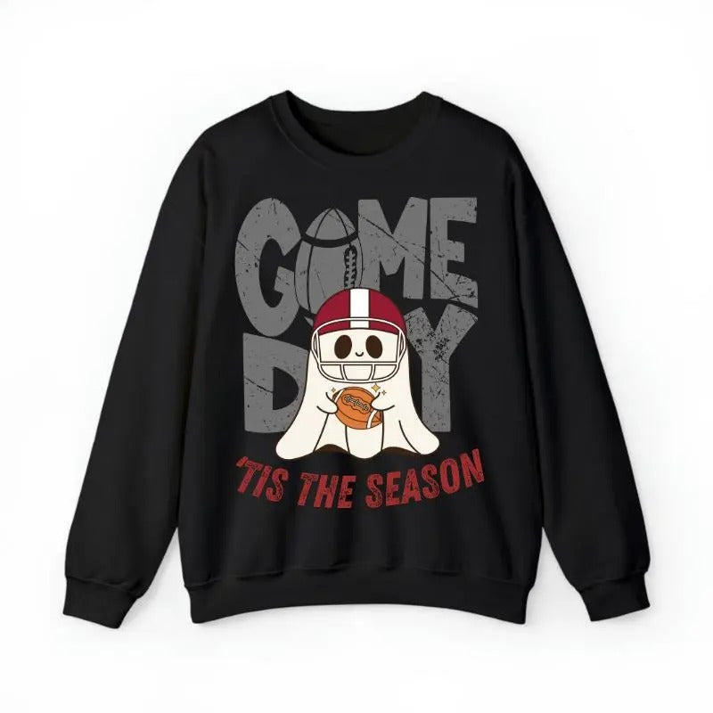Tis Season Ghost Football Vintage College Game Day All Teams Game Day Cute Ghost Cute Halloween Sport Gameday Mom Shirt Tops Round Neck T-Shirts, Hoodie, Sweatshirt