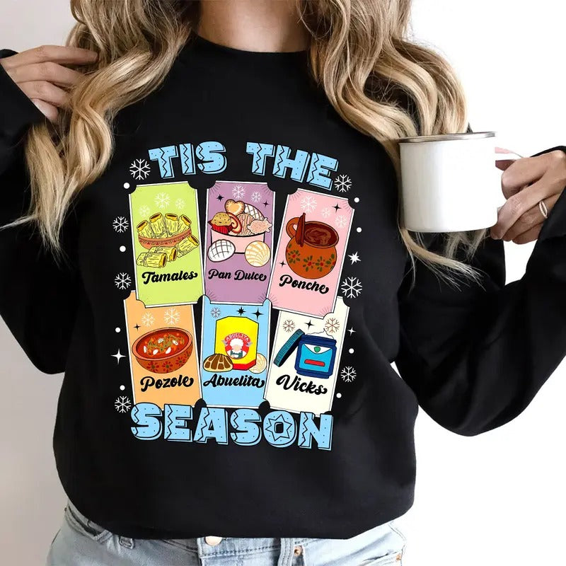 Tis The Season Xmas Card Mexican Christmas Pan Dulce Xmas T-Shirt Hoodie, Sweatshirt | HypeDripTees.com