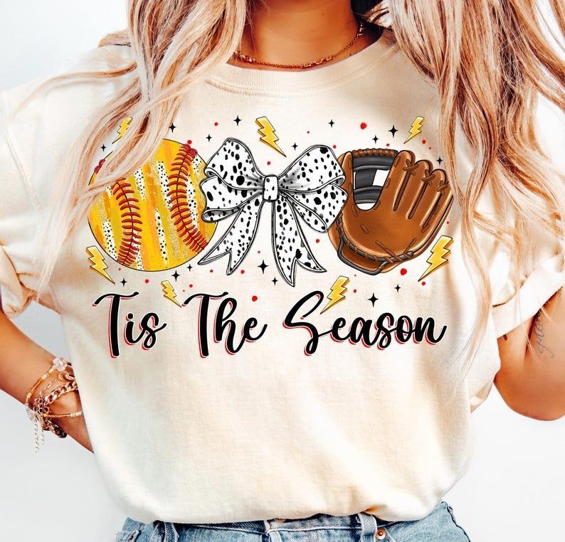 Tis the Season Softball Coquette T-Shirt, Game Day Softball T-Shirt Hoodie, Sweatshirt | HypeDripTees.com