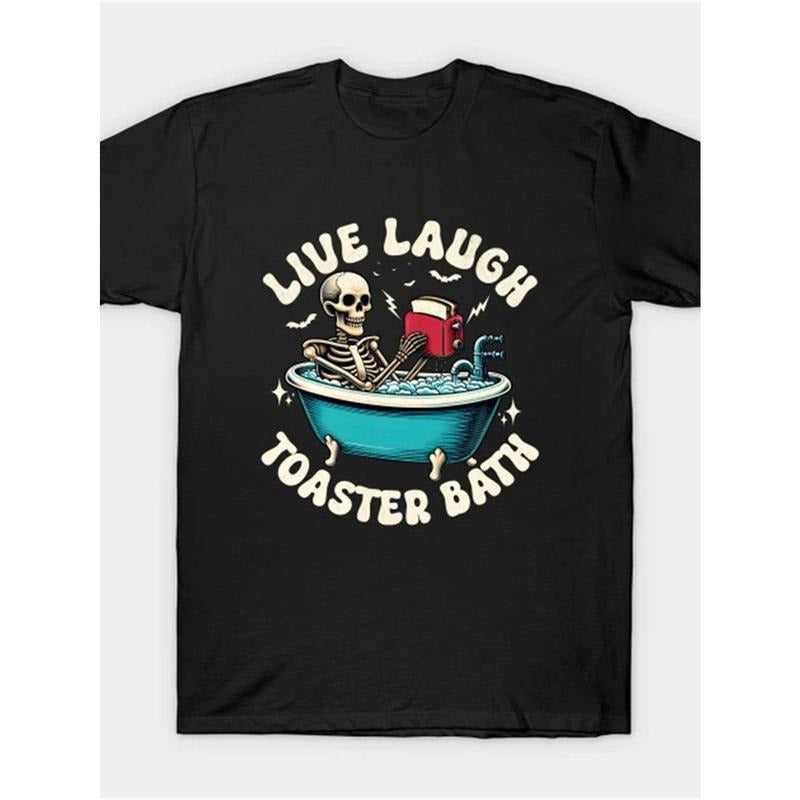 Toaster Bath, Live Laugh T-Shirt Men'S Cool Graphic Print T-Shirt made in usa Hoodie, Sweatshirt | HypeDripTees.com