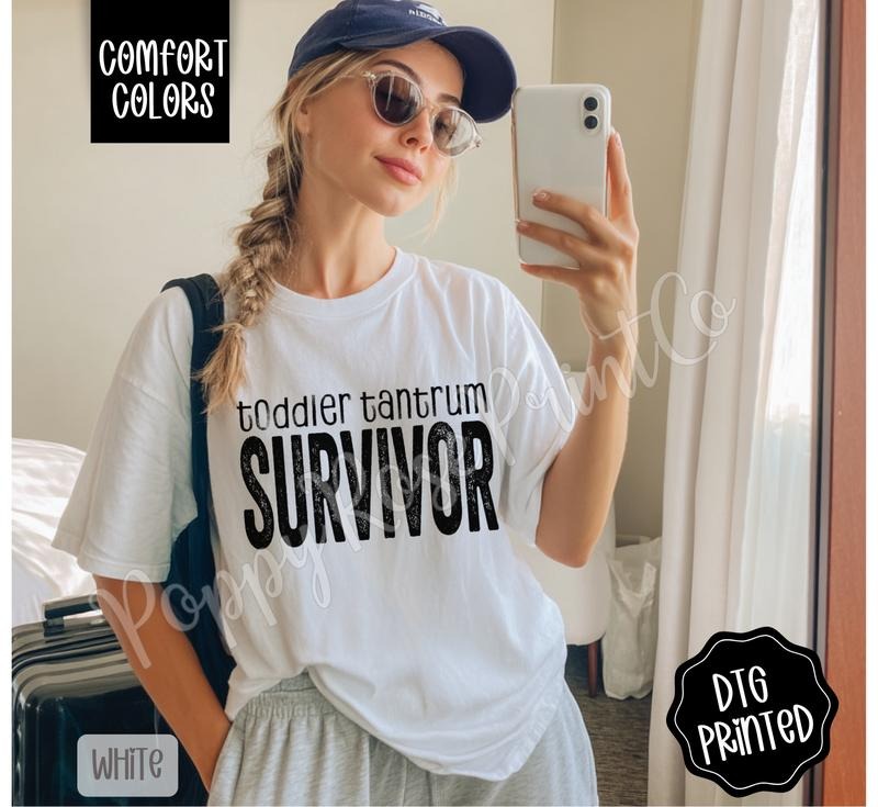 Toddler Tantrum Survivor Shirt Comfort Colors, Trendy Mom Tee, Gift for Her Hoodie, Sweatshirt | HypeDripTees.com