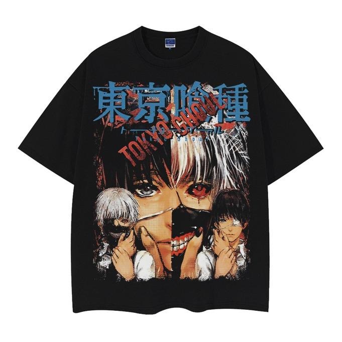 Tokyo Ghoul "Ken Kaneki" Heavyweight Vintage Tee 100% Cotton OVERSIZED Anime T-shirt Menswear Top Casual Streetwear Black...