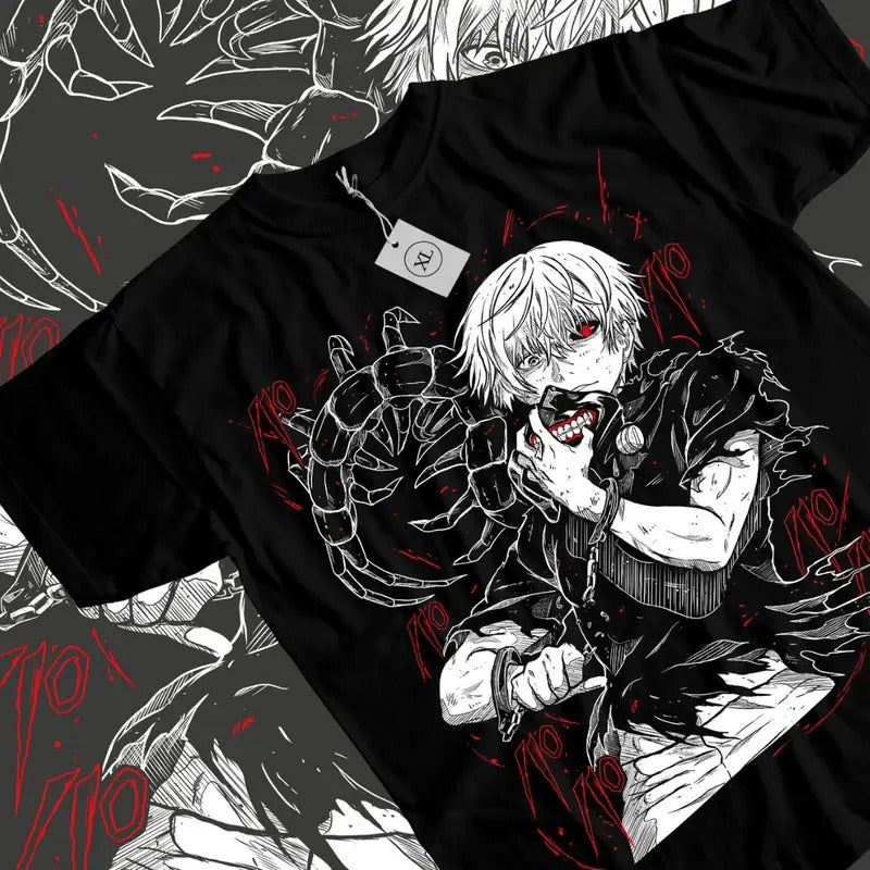 Tokyo Ghoul Anime T-Shirt & Sweatshirt, Ken Kaneki One-Eyed Ghoul Graphic Tee, Anime Manga Lover Gifts Ball Cotton Hoodie