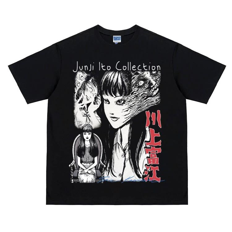 Tomie "True Self" Heavyweight Vintage Tee 100% Cotton OVERSIZED Anime T-shirt Menswear Top Streetwear Crew Necks Casual...