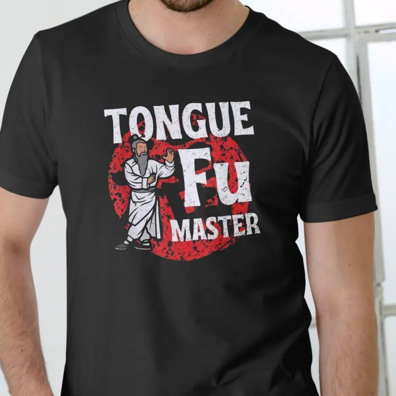 Tongue Fu Master T-Shirt - Unisex Cotton T-Shirt with Graphic Design Featuring Text and Character, Casual Style for Men...
