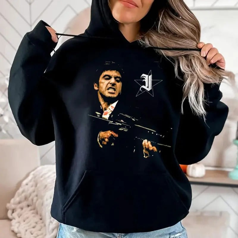 Tony Montana Scarface Jumbo Fleece Graphic Tee, Sweatshirt, Hoodie , Unisex Sweater Pullover Tee | HypeDripTees.com