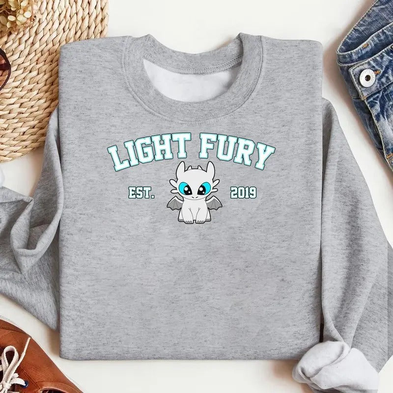 Toothless and Light Fury Sweatshirts, Dragon's Couple Sweatshirt, Valentine Couple Sweatshirt Clothing, For Men, For...