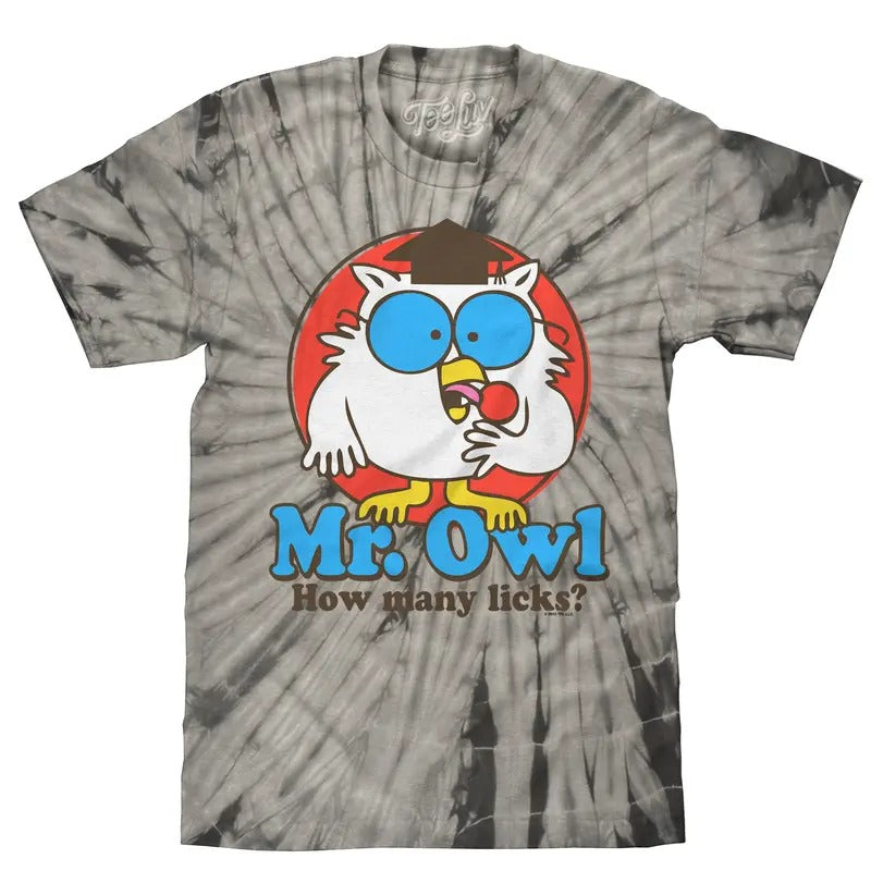 Tootsie Pop Mr. Owl How Many Licks Tie Dye T-Shirt - Black Tie Dye Hoodie, Sweatshirt | HypeDripTees.com
