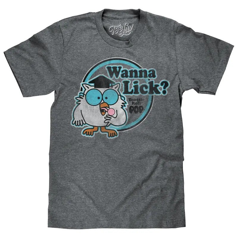 Tootsie Roll Pop Mr. Owl Wanna Lick? T-Shirt - Gray Hoodie, Sweatshirt | HypeDripTees.com